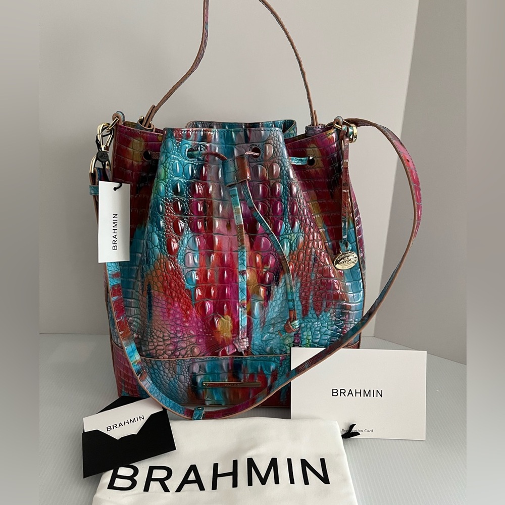 Brahmin Melbourne Marlowe Fanciful Genuine Croc Embossed Lthr Bucket bag